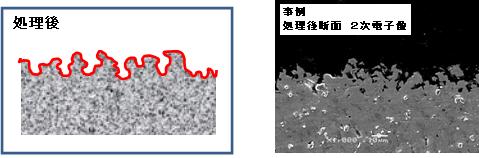 金属表面粗化による表面積増加 After 金属表面粗化による表面積増加 After